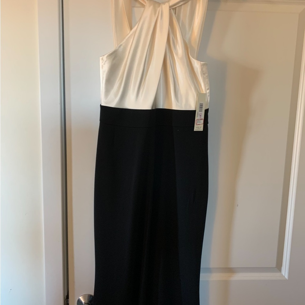 Elegant Black and White Halter Dress